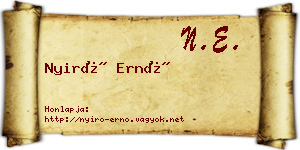 Nyirő Ernő névjegykártya